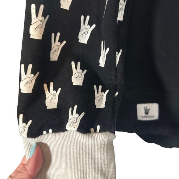 Flex Gang Black Logo Graphic Loose Fit Long Sleeve Pullover Sweatshirt Men Sz L - Picture 4 of 9